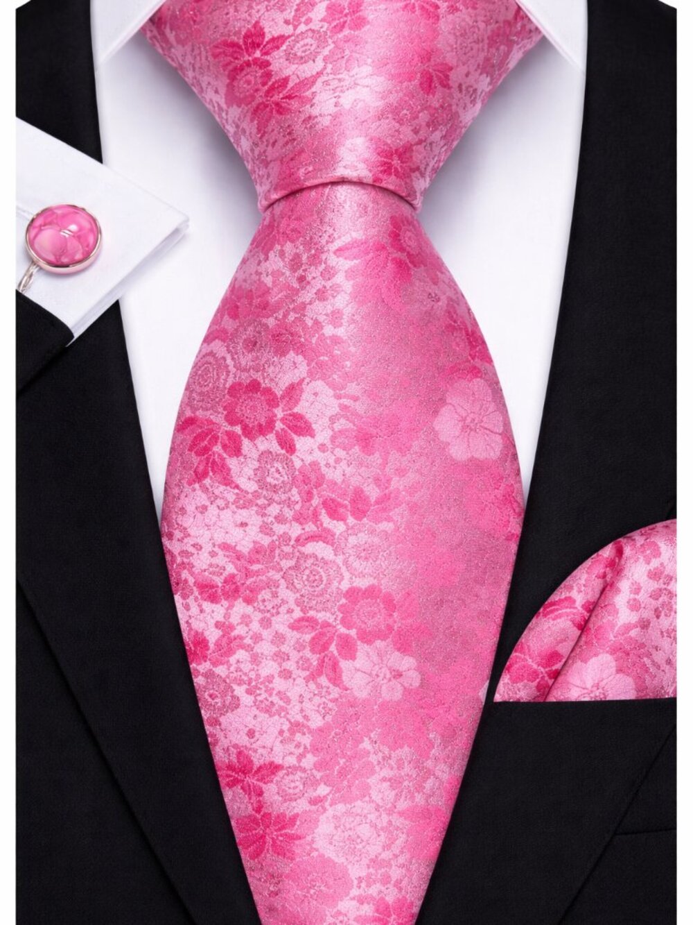 Pink Floral Necktie Set